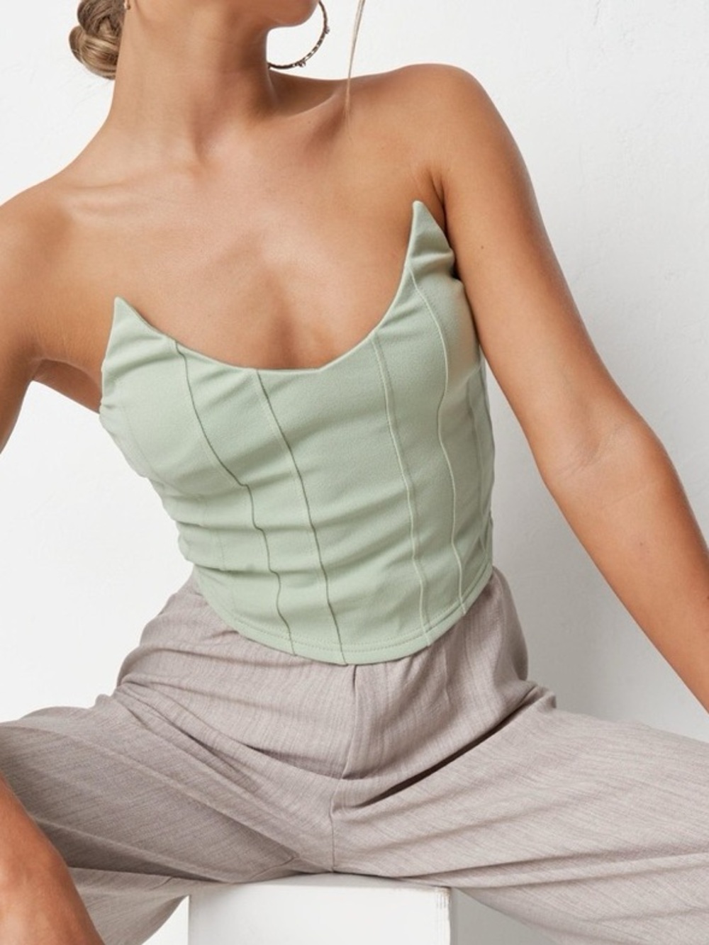 Missguided Sage Green Corset Top